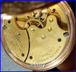 Vintage 14K Yellow Gold American Waltham Pocket Watch Seaside Hunter case