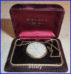 Vintage 15 Jewels Bulova 17ah Fifth Avenue Ny Pocketwatch In Original Case-works