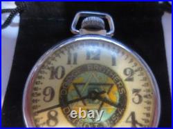 Vintage 16s Pocket Watch Dodge Brothers Ad Theme Dial & Case Runs Well