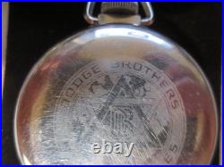 Vintage 16s Pocket Watch Dodge Brothers Ad Theme Dial & Case Runs Well