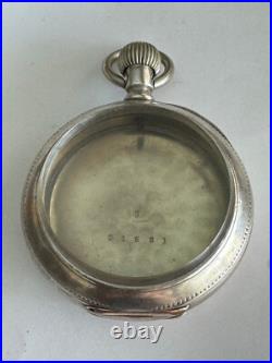 Vintage 18 Size Bay State Imperial Coin Silver Pocket Watch Case Pendant & Lever