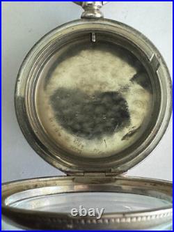 Vintage 18 Size Bay State Imperial Coin Silver Pocket Watch Case Pendant & Lever