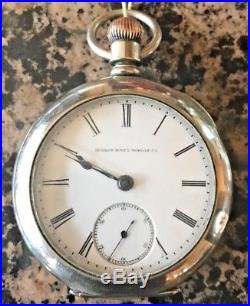 Vintage 18 Size Elgin Open Face Silverene Case Pocket Watch Grade 81 Key Wind