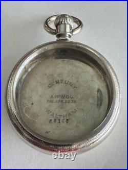 Vintage 18 Size Waltham Pocket Watch Case Pendant Set Only Locomotive On Back