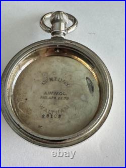 Vintage 18 Size Waltham Pocket Watch Case Pendant Set Only Locomotive On Back