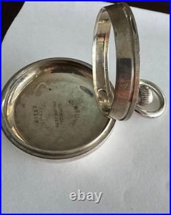 Vintage 18 Size Waltham Pocket Watch Case Pendant Set Only Locomotive On Back