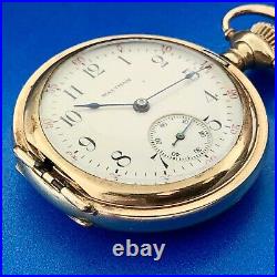 Vintage 1909 Waltham 15j Grade 165 Pocket Watch Gold Filled Case