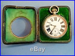 Vintage 1922 Goliath Pocket Watch With Silver Mappin & Webb Travel Case
