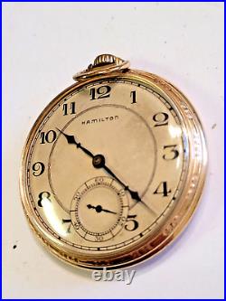 Vintage 1936 Hamilton 917 17 jewels Size 10s Gold Filled Pocket Watch withCase