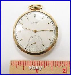 Vintage 1945 Longines Swiss 14K Gold 17 Jewel # 17L Wind-Up Pocket Watch Works
