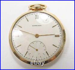Vintage 1945 Longines Swiss 14K Gold 17 Jewel # 17L Wind-Up Pocket Watch Works