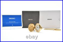 Vintage 1993 N MINT withBox Seiko Pocket Watch 7N21-0A00 Gold Full Hunter 44mm