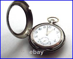 Vintage. 800 Silver Open Face German Pocket Watch SERVICED