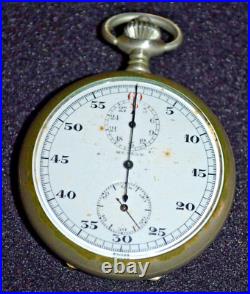 Vintage AR & JE Meylan Swiss Nickel Case Pocket Watch Chronograph