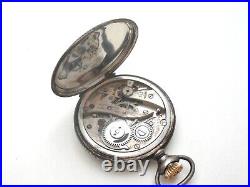 Vintage Alpine Pocket Watch CWC Co Crescent Case Sterling Silver Open Face Swiss