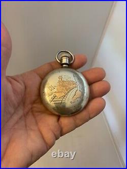 Vintage American Waltham Pocket Watch 3950602 Railroad Case Coin Silver