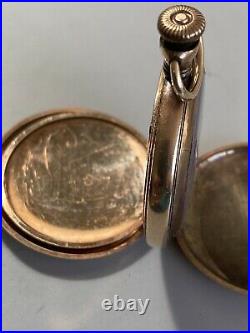 Vintage Antigue Bird Engraved Gold Plate Hunter Case Old Pocket Watch Elgin