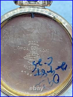 Vintage BALL 10 KT Gold Filled RR Open Face Pocket Watch Case -16S