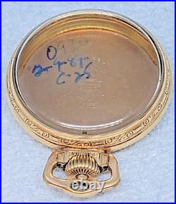 Vintage BALL 10 KT Gold Filled RR Open Face Pocket Watch Case -16S