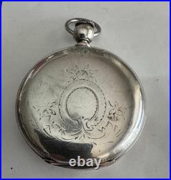 Vintage Big 4oz Dueber Coin Silver Hunting Pocket Watch Case Key Wind/ Key Set
