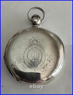 Vintage Big 4oz Dueber Coin Silver Hunting Pocket Watch Case Key Wind/ Key Set
