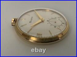 Vintage Bulova Pocket Watch 16AC 17 jewels 10K rolled gold plate case 43mm
