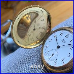 Vintage Buren 15 Jewels Hunter Case Gold Filled Pocket Watch Swiss Serviced