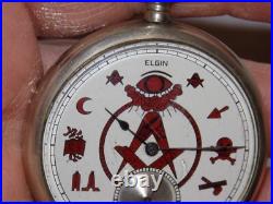 Vintage Elgin Masonic Pocket Watch Philadelphia Watch Case Co. Silverode 834517