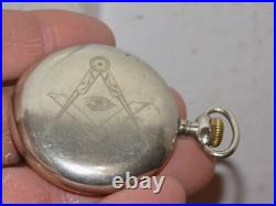 Vintage Elgin Masonic Pocket Watch Philadelphia Watch Case Co. Silverode 834517