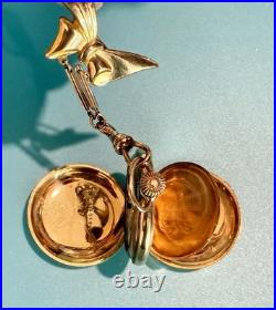 Vintage Elgin pocket watch with ornate case & bow fob early 1900s collectible