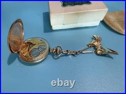 Vintage Elgin pocket watch with ornate case & bow fob early 1900s collectible