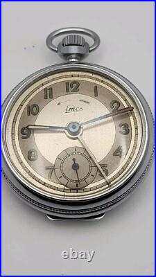 Vintage Emes Alarm Pocket Watch 52 mm Nice Back Hinged Case Parts Repair