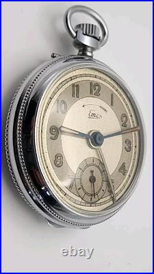 Vintage Emes Alarm Pocket Watch 52 mm Nice Back Hinged Case Parts Repair