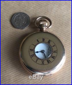 Vintage Gold Plated Half Hunter Pocket Watch 1930's Working Order Cased