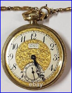 Vintage Gruen Veri-Thin Pocket Watch with chain Wadsworth Case runs well