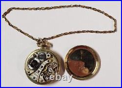 Vintage Gruen Veri-Thin Pocket Watch with chain Wadsworth Case runs well