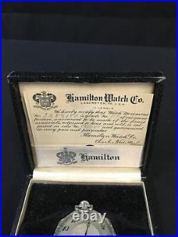 Vintage Hamilton Watch Co. No. 3253680 Pocket Watch With COA With Original Case