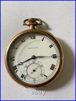 Vintage Hamilton pocket watch 1920 size 12 gold fill case needs work