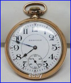Vintage Hampden Pocket Watch Grade 109 15j 16s Open Face Case Made 1916 Runs