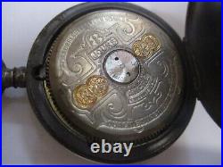 Vintage Hebdomas 8 Jours 8 day Pocket Watch running Stainless case NICE