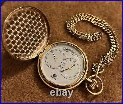 Vintage Jules Jurgensen Pocket Watch Quartz Gold Toned Case Date HQ753