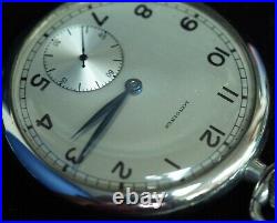 Vintage Longines Pocket Watch 16S Open Face Steel Case Running, Immaculate
