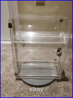 Vintage Lucite Store Counter Top Locking Pocket Watch Rotating Base Display Case
