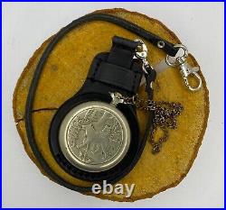 Vintage Molniya Pocket Watch + Leather Case Mechanical Soviet USSR Russian Chain