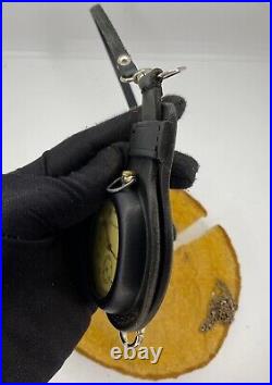 Vintage Molniya Pocket Watch + Leather Case Mechanical Soviet USSR Russian Chain