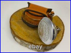 Vintage Molniya Pocket Watch + Leather Case Mechanical Soviet USSR Russian Full