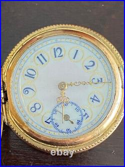 Vintage New England Watch Co. Pocket Watch, Keeping Time, Fancy Dial, Nice Case