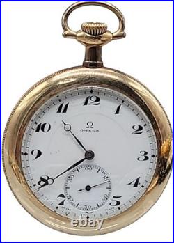 Vintage Omega Pocket Watch 17 Jewels Swiss Movement Gold-Filled 20 Year Case