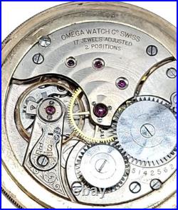 Vintage Omega Pocket Watch 17 Jewels Swiss Movement Gold-Filled 20 Year Case