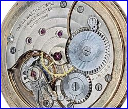 Vintage Omega Pocket Watch 17 Jewels Swiss Movement Gold-Filled 20 Year Case
